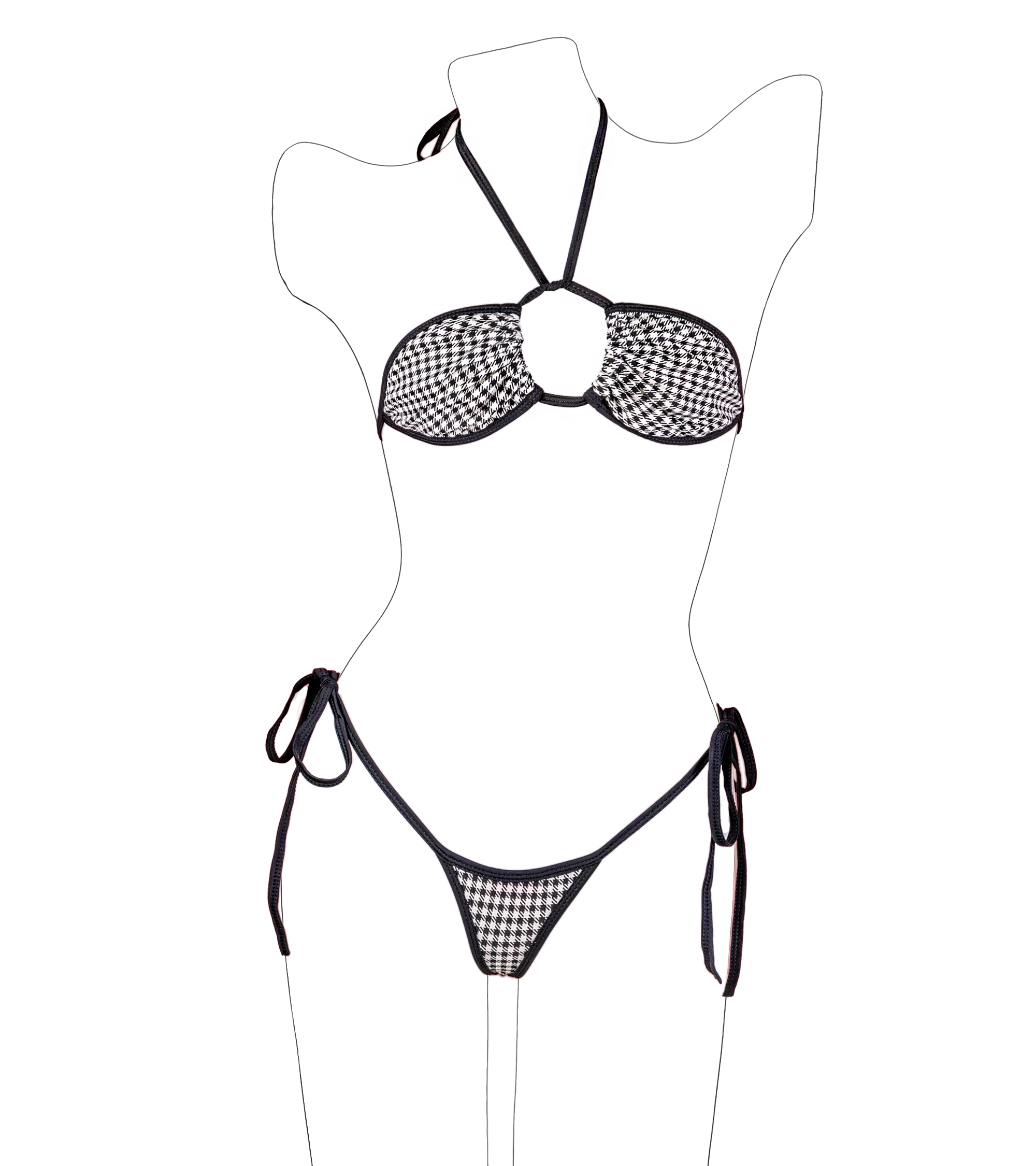 Thong bikini houndstooth