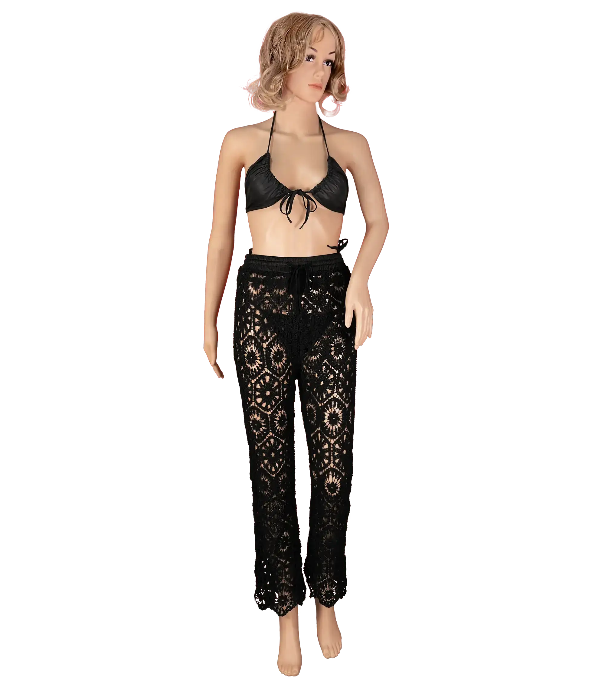 Lace black crochet pants